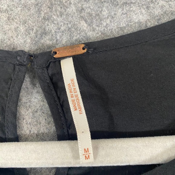 Free People Dress Medium Black Pavlo Emroidered Smock Short Sleeve A-Line Boho - Picture 12 of 13